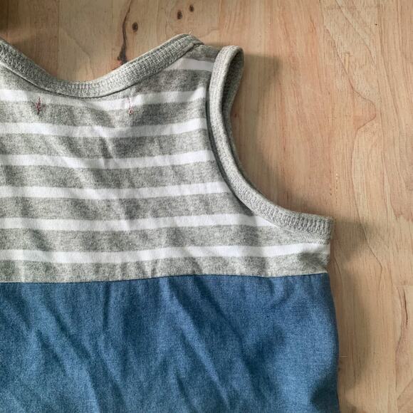 7 For All Mankind Yellow Gray & White Striped Sleeveless Jumpsuit - Picture 6 of 7